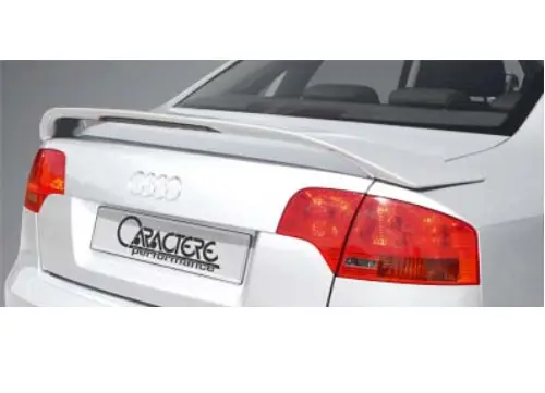 Zlevněný CARACTERE spoileru víka kufru ve dvou variantách pro Audi A4 (8E) r.v. od 2005, varianta Sport (s třetím brzdovým světlem)