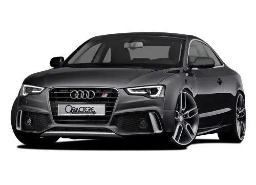 CARACTERE kompletní přední nárazník vč. mlhových světlometů a znaku RS5 pro Audi A5 (8T3) Coupé / Cabrio / Sportback Facelift s APS, r.v. od 2013 Časově Omezené