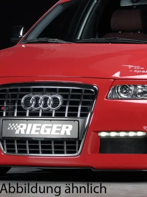 Autentický Rieger přední nárazník pro Audi A3 8L 3-dvéř., 5-dvéř., plast ABS bez povrchové úpravy, pro orig. masku Audi z modelu S, s žebrováním, s výřezy pro světla na denní svícení