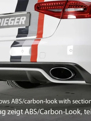 Akce Rieger vložka zadního nárazníku pro Audi A4 B8, B81 avant, sedan po faceliftu, plast ABS lakovaný do černé lesklé barvy