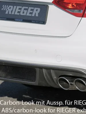 Ihned K Objednání Rieger vložka zadního nárazníku pro Audi A4 S4 B8, B81 avant, sedan před faceliftem, plast ABS bez povrchové úpravy, S-Line, pro orig. dvojité koncovky na obou stranách