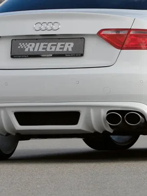 Cenový Hit Rieger spoiler pod zadní nárazník pro Audi A5 B8, B81 Sportback před faceliftem r.v. 06/07-07/11, plast ABS bez povrchové úpravy, mimo S-Line, pro dvojité koncovky na obou stranách 4x115x85 mm