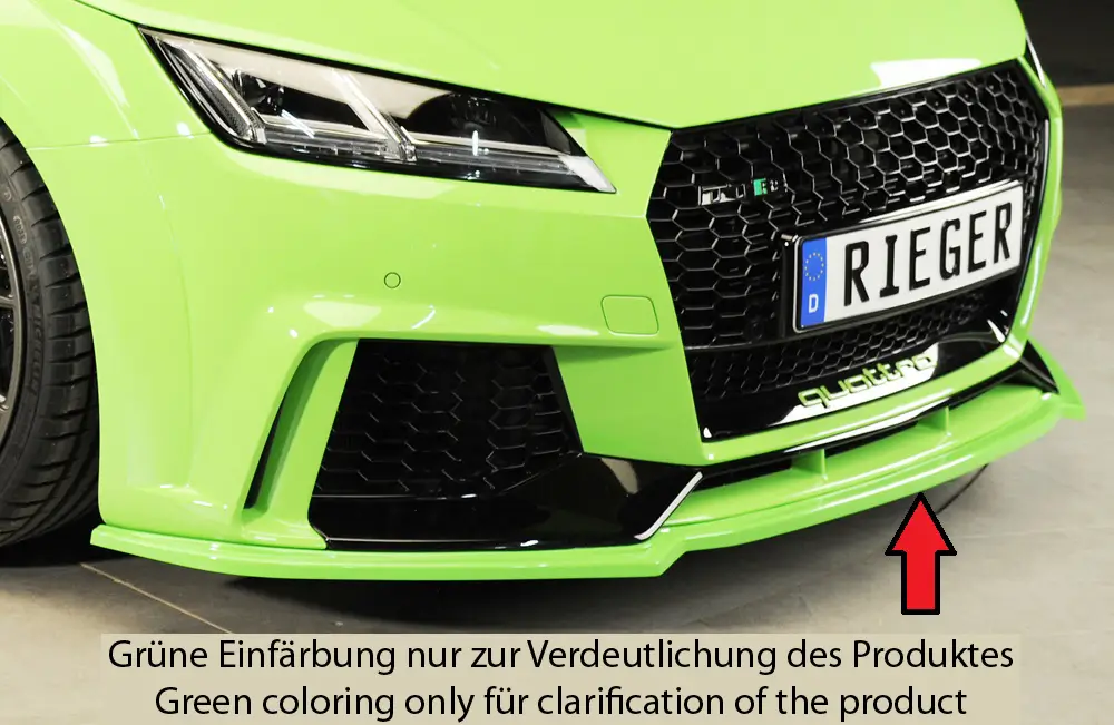 Rieger lipa pod přední nárazník pro Audi TT RS 8J, 8J1-FV, 8S kupé, roadster před faceliftem, 05/16-08/18, plast ABS bez povrchové úpravy Nejlepší Volba