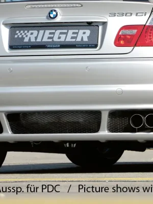 Rieger zadní nárazník pro BMW řada 3 E46 kabriolet, kupé, sedan před faceliftem, plast ABS bez povrchové úpravy, M3-Look pro vozy bez parkovacího asistenta (PDC) Super Cena