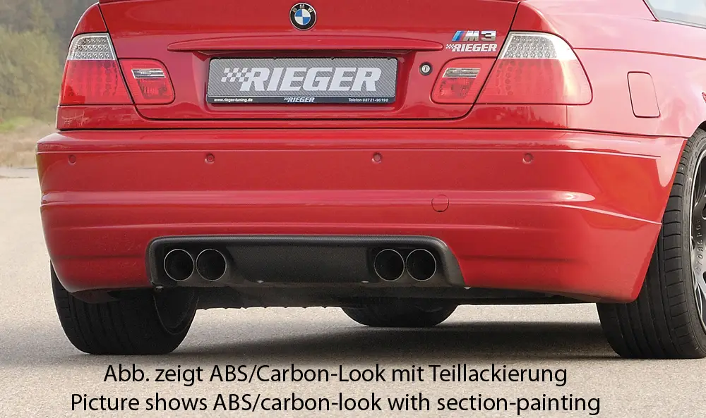 Pouze Dnes Rieger spoiler pod zadní nárazník pro BMW řada 3 E46 M3 kabriolet, kupé r.v. 06/00-, plast ABS s povrchovou úpravou Carbon-Look