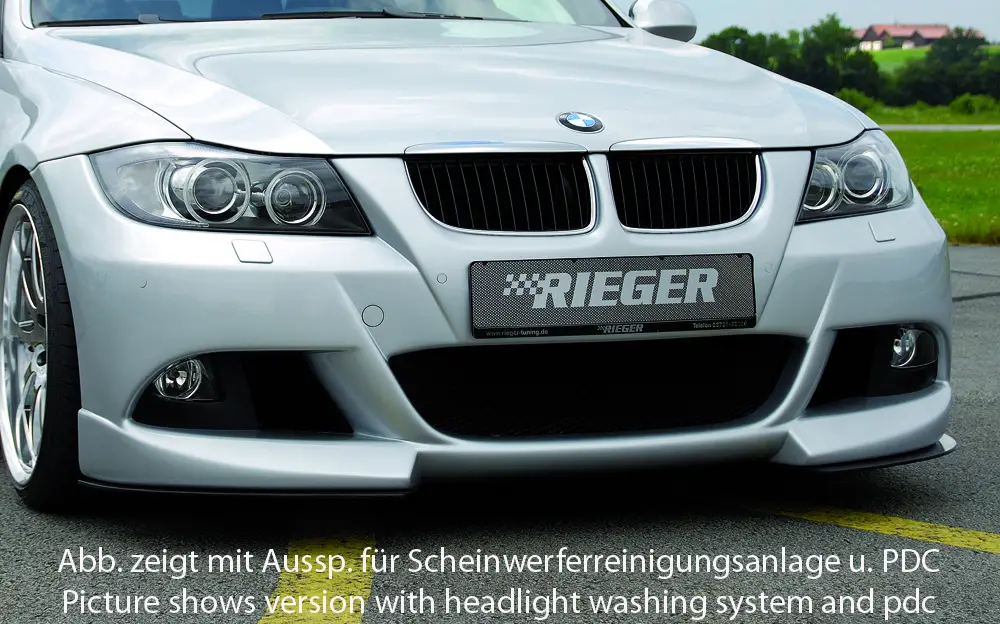 Cenová Bomba Rieger přední nárazník pro BMW řada 3 E90, E91 sedan, touring před faceliftem, plast ABS bez povrchové úpravy, pro vozy s ostřikovači světlometů