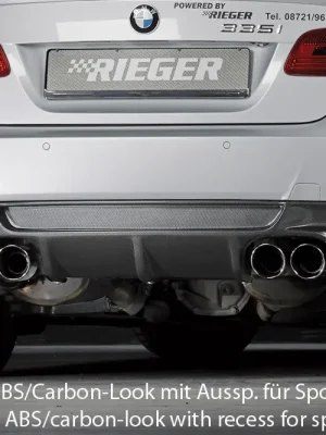 Finální Výprodej Rieger vložka zadního nárazníku pro BMW řada 3 E92, E93 kabriolet, kupé vč. faceliftu, plast ABS bez povrchové úpravy, pouze pro 335i/335d, pro orig. koncovky na obou stranách