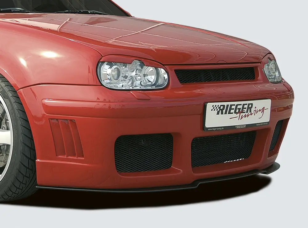 Omezená Nabídka Rieger přední nárazník pro Volkswagen Golf 4 1J 3-dvéř., 5-dvéř., combi, plast ABS bez povrchové úpravy, s žebrováním, pro vozy s ostřikovači světlometů