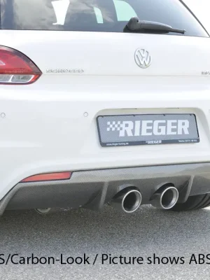 Rieger vložka zadního nárazníku pro R-Line zadní nárazník pro Volkswagen Scirocco 3 13 2-dvéř. vč. faceliftu, plast ABS lakovaný do černé lesklé barvy, pro dvojitou koncovku uprostřed 2x100 mm Odeslání Ihned