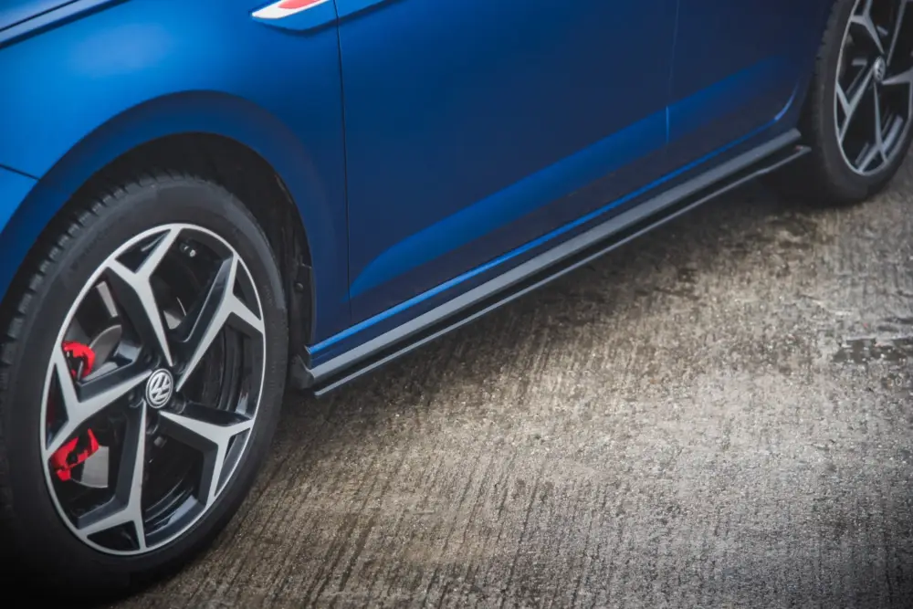 Kup Teď Maxton Design "Racing durability" difuzory pod boční prahy pro Volkswagen Polo GTI Mk6, plast ABS bez povrchové úpravy, s červenou linkou