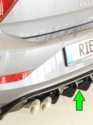 Expresní Doručení Rieger vložka zadního nárazníku pro Volkswagen Polo AW 5-dvéř., plast ABS lakovaný do černé lesklé barvy, GTI, r.v. 06/2021-
