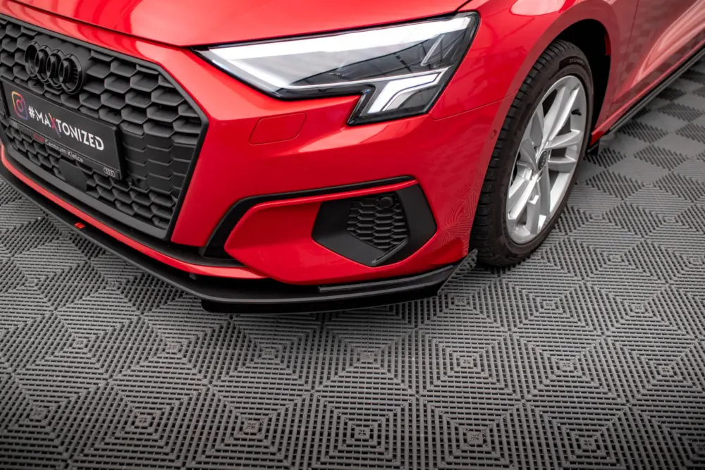 Maxton Design rohové spoilery pod přední nárazník pro Audi A3 8Y, černý lesklý plast ABS Sezónní Sleva