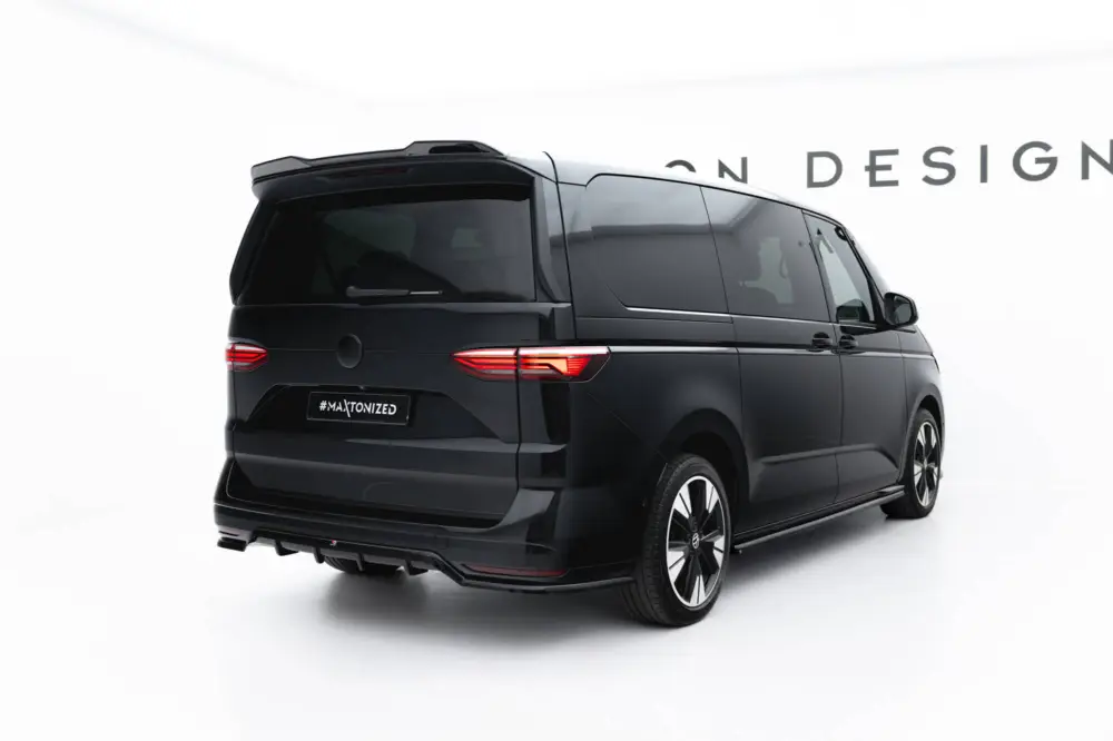 Maxton Design spoiler pod zadní nárazník s žebrováním pro Volkswagen Multivan T7, černý lesklý plast ABS, pro prodlouženou LONG verzi Originální