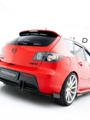 Akční Cena Maxton Design "Street Pro" difuzor zadního nárazníku pro Mazda 3 Mk1 MPS, plast ABS bez povrchové úpravy, EU verze, s červenou linkou na žebrování