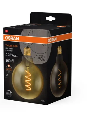 Časově Omezené Ledvance stmívatelná LED žárovka E27 4 W GLOBE VINTAGE, teplá bílá