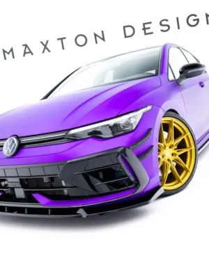 Zlevněný Maxton Design spoiler pod přední nárazník ver.3 pro Volkswagen Golf R Mk8 Facelift, černý lesklý plast ABS