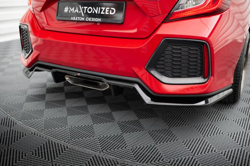 Maxton Design středový spoiler pod zadní nárazník s žebrováním pro Honda Civic Mk10 SI, černý lesklý plast ABS Akce