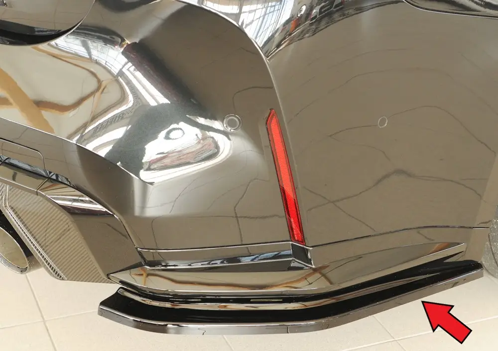 Rieger spoiler pod zadní nárazník na pravé straně pro BMW Řada 4 G82 M4 CSL G34MKS kupé r.v. 07/22-, plast ABS lakovaný do černé lesklé barvy Must-Have