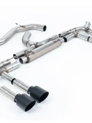Aktuální Milltek Sport výfukový systém cat-back Race System - 80mm bez rezonátoru (nejhlasitější) pro Audi S3 2.0TFSI Quattro Sedan 310PS 8Y (s OPF/GPF) 2020-2024, GT-115 leštěné koncovky, typ koncovek GT-115 černé