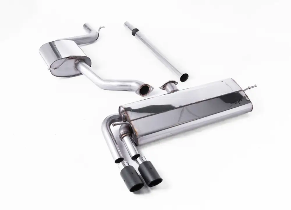 Milltek Sport homologovaný výfuk cat-back s rezonátorem GTD Twin Outlet Style pro Volkswagen Golf Mk7.5 1.5TSI Evo GT, R-Line (s i bez GPF/OPF) 2017-2021, leštěné koncovky, typ koncovek JET-80 karbonové Zlevněný