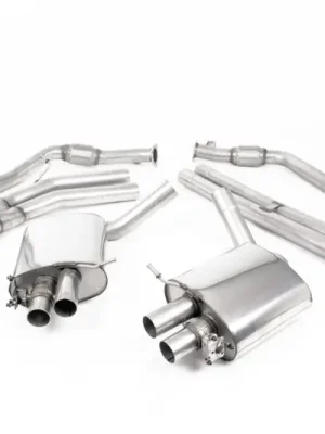 Autentický Milltek Sport výfukový systém cat-back (Road+) pro Audi RS4 B9 2.9 V6 Turbo Avant (bez OPF/GPF) 2018-2024, oválné leštěné koncovky, typ koncovek oválné titanové