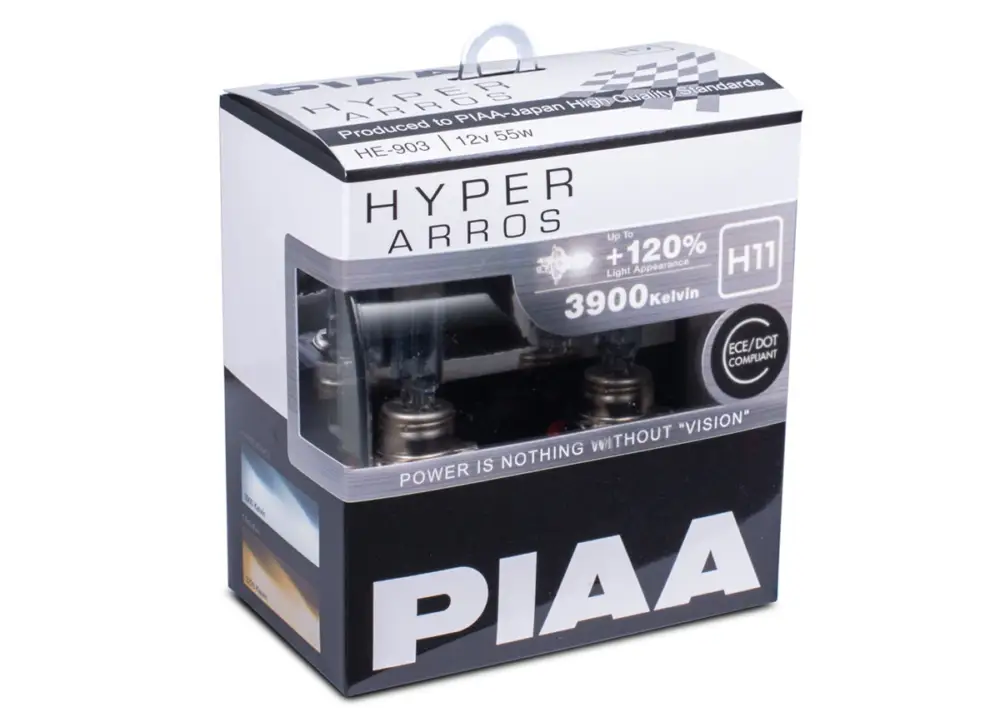 Autožárovky PIAA Hyper Arros 3900K - o 120 % vyšší svítivost, zvýšený jas, patice H11 Cenová Bomba