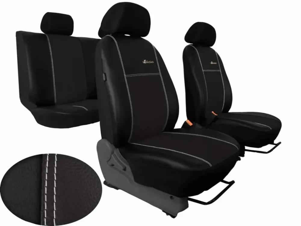 Zlevněný Autopotahy NISSAN PULSAR, se zadní loketní op.,od r.2014, EXCLUSIVE KŮŽE+ALCANTARA černé