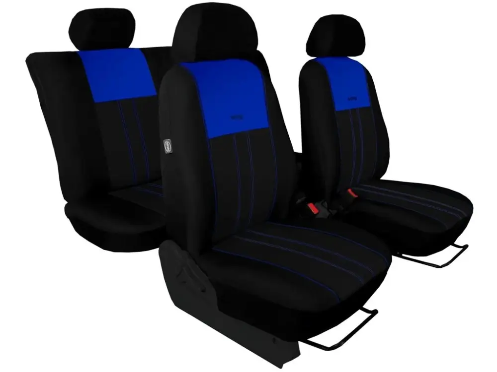 Autopotahy VOLKSWAGEN POLO V, dělená zadní sedadla, od r. v.2009, DUO TUNING modro černé Bezpečná Platba