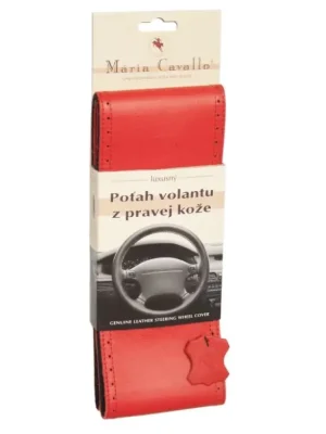 Kožený potah volantu Maria Cavallo - červený Bezpečná Platba