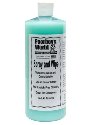 Oblíbený POORBOY'S WORLD Spray & Wipe Waterless Wash bezvodé mytí a lubrikant pro clay hmotu 946ml